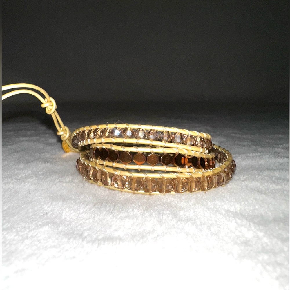 Victoria Emerson Gold and Brown Wrap Bracelet